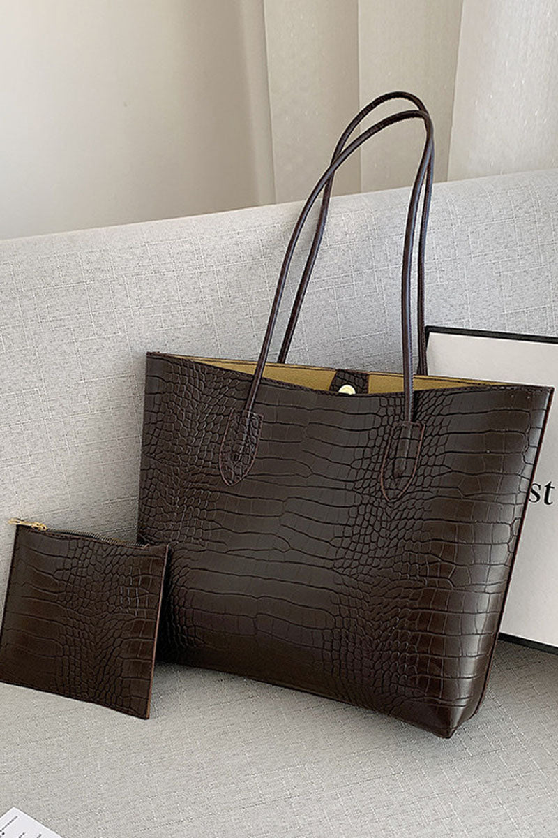 PU Leather Solid Crocodile Pattern Purse Handbag Underarm Bag - Fashionaviv-Accessories-[product_label]